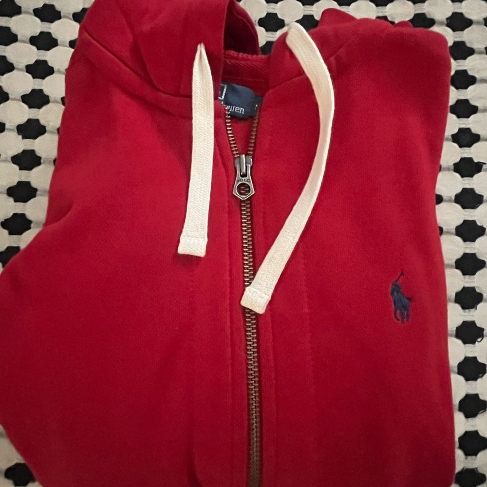 Ralph Lauren Red Zip-Up Hoodie - Size S